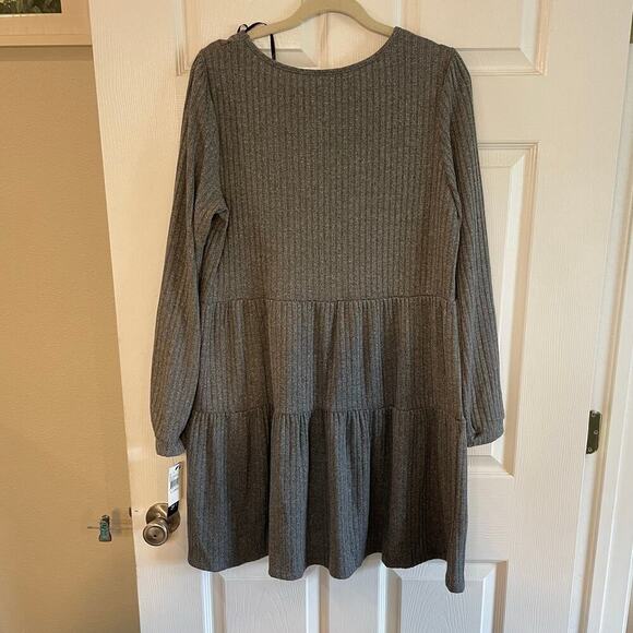 NWT Women’s AGB Dress Heather Grey ribbed knit comfort long sleeve size XL - Picture 2 of 14